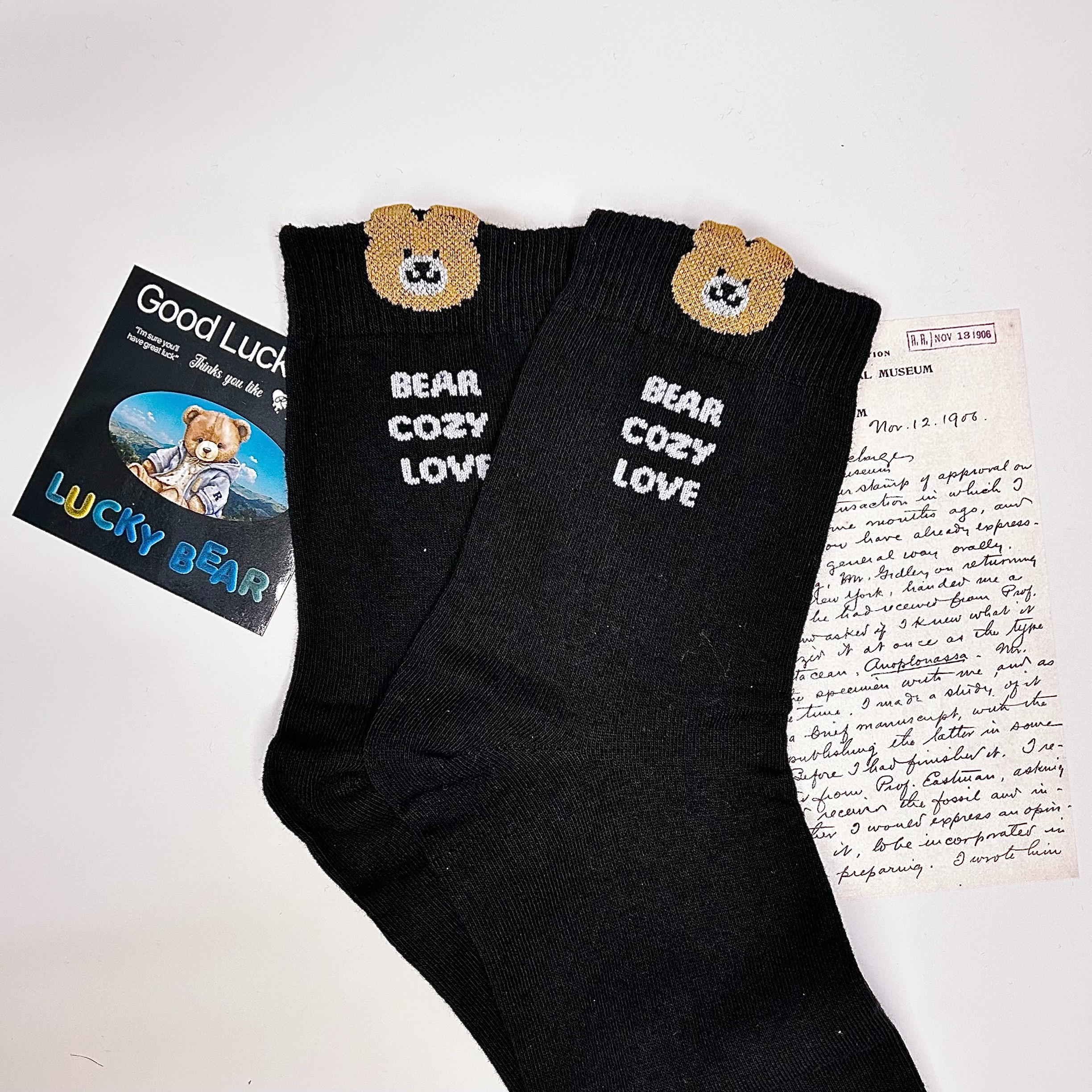 버닛 볼록 레터링 패션 양말 국산 중목 예쁜 캐주얼 아이콘 선물 데일리삭스 - 이미지 3